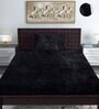 Black Solid 300 TC Yarn Single Fitted Bedsheet With 1 Pillow Cover