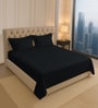 Black Solid 400 TC Cotton King Sized Bedsheet with 2 Pillow Covers