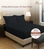 Black Solid 400 TC Cotton Queen Sized Fitted sheet with 2 Pillow Covers