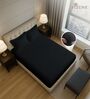 Black Solid 400 TC Cotton Queen Sized Fitted sheet with 2 Pillow Covers