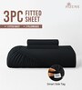 Black Solid 400 TC Cotton Queen Sized Fitted sheet with 2 Pillow Covers