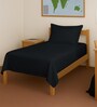 Black Solid 400 TC Cotton Single Sized Bedsheet with 1 Pillow Cover