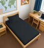 Black Solid 400 TC Cotton Single Sized Fitted sheet with 1 Pillow Cover