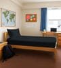 Black Solid 400 TC Cotton Single Sized Fitted sheet with 1 Pillow Cover