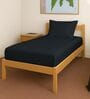 Black Solid 400 TC Cotton Single Sized Fitted sheet with 1 Pillow Cover