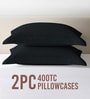Black Solid 400 TC Cotton Standard Sized 2 Pillow Covers