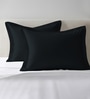 Black Solid 400 TC Cotton Standard Sized 2 Pillow Covers