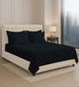 Black Solid 400 TC Cotton Super King Sized Bedsheet with 4 Pillow Covers