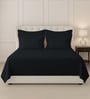Black Solid 400 TC Cotton Super King Sized Bedsheet with 4 Pillow Covers