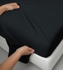 Black Solid 400 TC Cotton Super King Sized Bedsheet with 4 Pillow Covers
