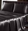Black Solid 400 TC Satin Queen Fitted Bedsheet with 2 Satin Pillow covers
