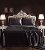 Black Solid 400 TC Satin Queen Fitted Bedsheet with 2 Satin Pillow covers
