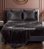 Black Solid 400 TC Satin Queen Fitted Bedsheet with 2 Satin Pillow covers
