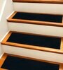 Black Solid Cotton 28x8 Inches Antiskid Stair Mats (1Pc)