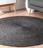 Black Solid Jute 4 ft x 3 ft Hand Woven Carpet