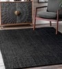 Black Solid Jute 4 ft x 6 ft Hand Woven Carpet