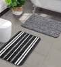 Black Geometric Microfibre 20x14 Inches AntiSkid Bath Mats (Set of 2)