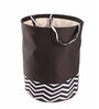 Black Striped Polyester Foldable 45 Litres Laundry Basket