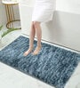 Blue Solid Polyester 36x24 Inches Super Soft Bath Mat