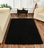 Black Solid Polyester 5 ft x 7 ft Machine made Carpet