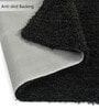 Black Solid Polyester 5 ft x 7 ft Machine made Carpet