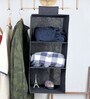 Black solid Polypropylene  Foldable Collapsible Cupboard Hanging Cloth Organiser With 3 Shelves