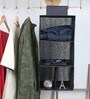 Black Solid Polypropylene  Foldable Cupboard Hanging Cloth Organiser With 4 Shelves