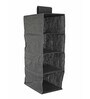 Black Solid Polypropylene  Foldable Collapsible Cupboard Hanging Cloth Organiser With 4 Shelves