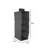 Black Solid Polypropylene  Foldable Collapsible Cupboard Hanging Cloth Organiser With 4 Shelves