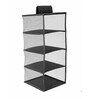 Black Solid Polypropylene Foldable Cupboard Hanging Cloth Organiser With 4 Shelves