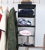Black Solid Polypropylene Foldable Cupboard Hanging Cloth Organiser With 4 Shelves