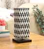Daisy Offwhite & Black Cotton Shade Table Lamp With Iron Base