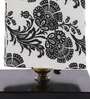 Black Square metal base Table lamp with Filigree Print shade