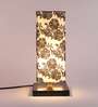 Black Square metal base Table lamp with Filigree Print shade