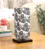 Black Square metal base Table lamp with Filigree Print shade