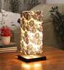 Black Square metal base Table lamp with Filigree Print shade