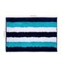 Blue Striped Polyester Blend 21x13 Inches Antiskid Bath Mat (2Pcs)