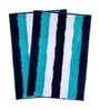 Blue Striped Polyester Blend 21x13 Inches Antiskid Bath Mat (2Pcs)