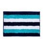 Blue Striped Polyester Blend 21x13 Inches Antiskid Bath Mat (2Pcs)