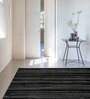 Black Stripes Blended Linen 4 ft x 6 ft Machine Made Carpet