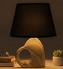 Black Table Lamp Modern Design Fabric Lampshade Open Heart Shaped Ceramic Base