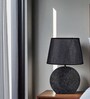 Black Table Lamp With Modern Design With Fabric Lampshade Ceramic Base