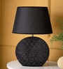 Black Table Lamp With Modern Design With Fabric Lampshade Ceramic Base