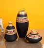 Black Table Decorative Terracotta Vases (Set Of 3)