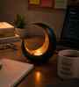 Black Texture Metal Moon Shape Tea light holder for Festive Decor