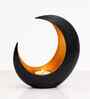 Black Texture Metal Moon Shape Tea light holder for Festive Decor