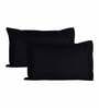 Black Solid TC 300 Cotton  Double Bed Sheet With 2 Pillow Covers