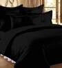 Black Solid TC 300 Cotton  Double Bed Sheet With 2 Pillow Covers