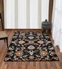Black Traditional Wool 8 ft x 10 ft Hand Tufted Carpet