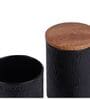Black Tree Bark Wood & Metal (Set of 2) Storage Jars containers
